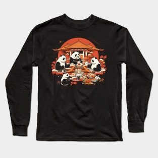 Panda Food Passion: Cuddly Charm Ramen Panda Feast Mode: Culinary Cuteness Long Sleeve T-Shirt